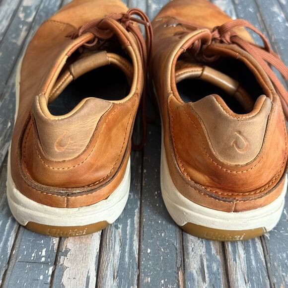 Olukai Mens Lae Ahi Li Ili Shoes 11 Brown Leather Sneakers Lace Up Comfort main image 9